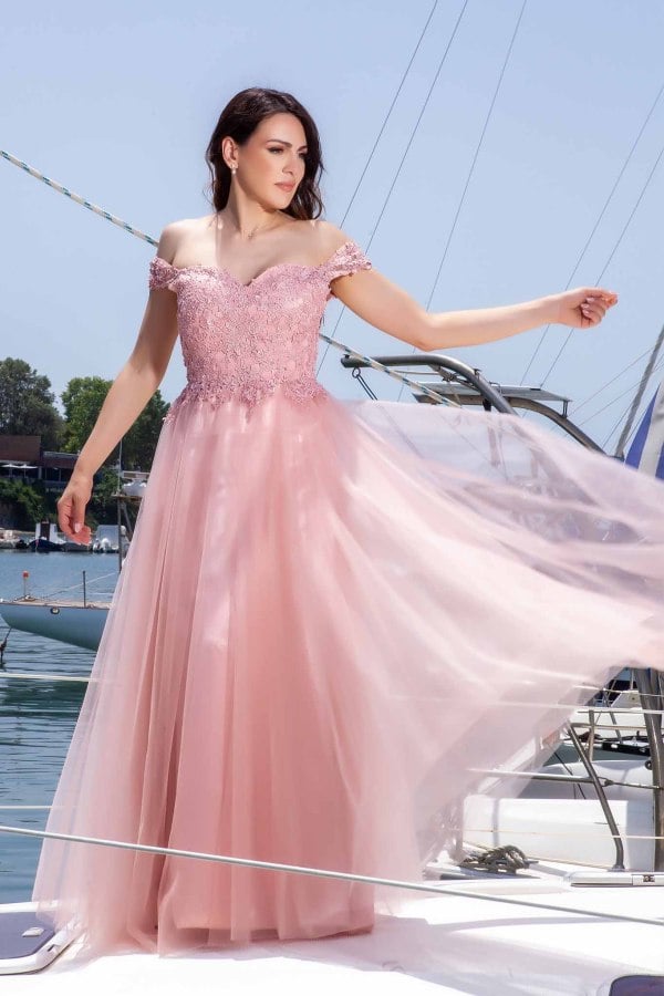 Γυναικείο Φόρεμα Maxi Old Pink - Marsha