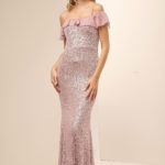 Φόρεμα Maxi Με Παγιέτα & Βολάν Old Pink - Magnolia
