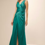 Φόρεμα Maxi Σατέν Με Άνοιγμα Πράσινο - Lilly