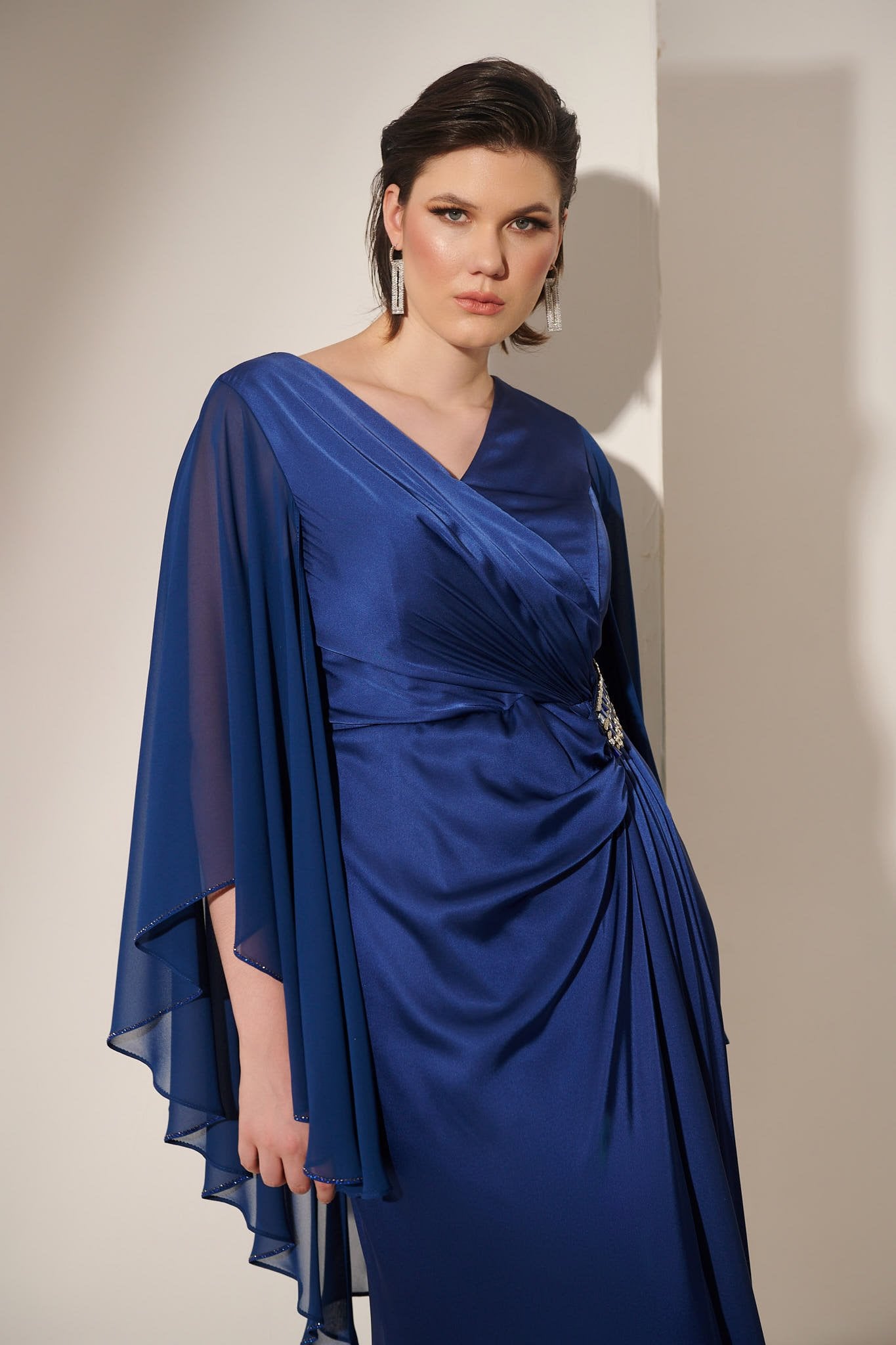Γυναικείο Φόρεμα Maxi Σατέν Indigo- Victoria