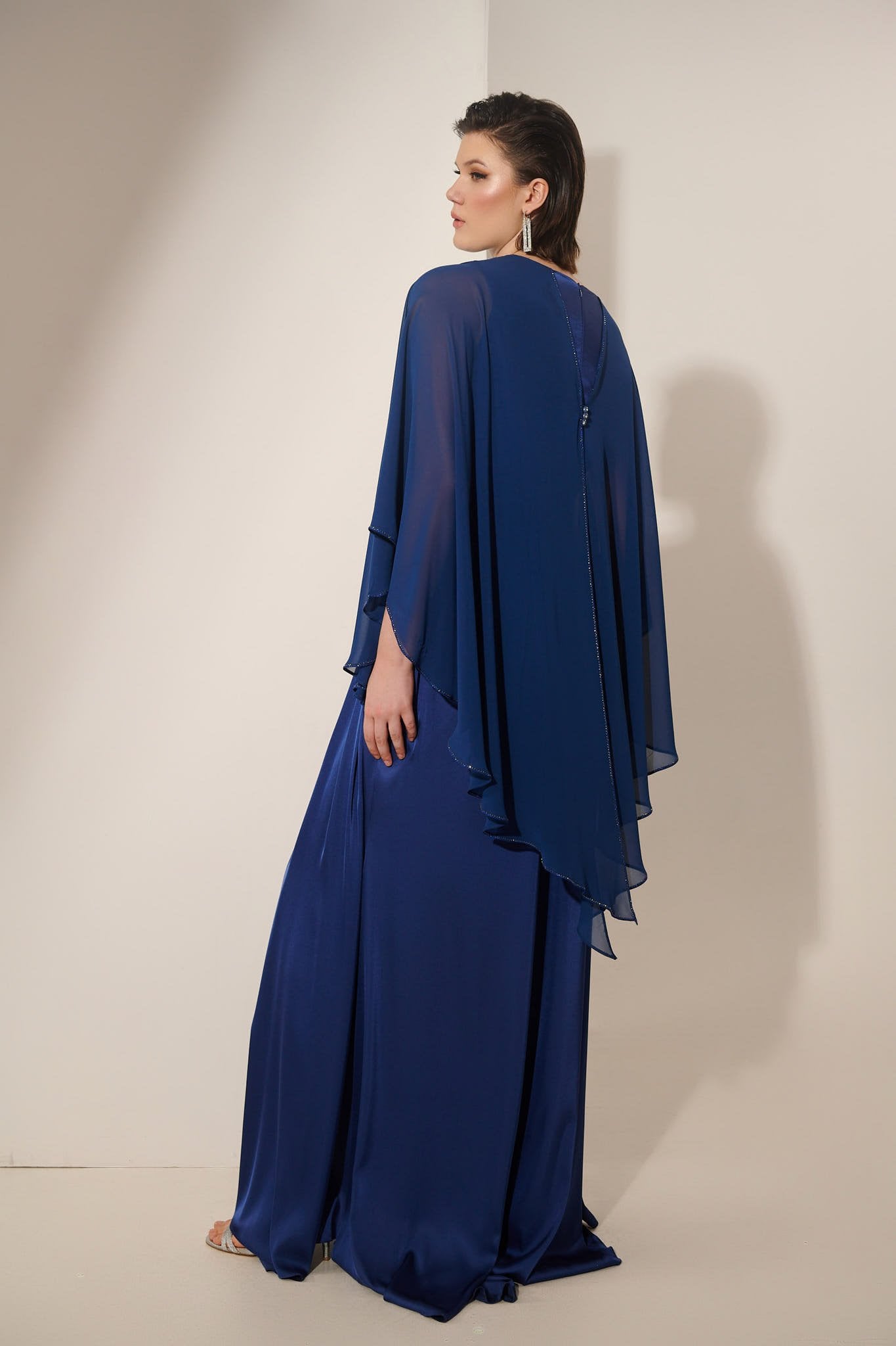 Γυναικείο Φόρεμα Maxi Σατέν Indigo- Victoria
