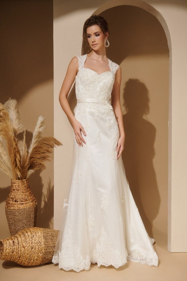 Φόρεμα Bridal Γοργονέ Με Δαντέλα Ιβουάρ - Myrna