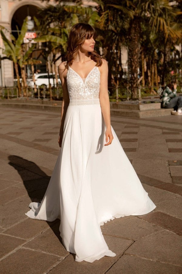 Φόρεμα Bridal Με Κέντημα Λευκό - Clarisse