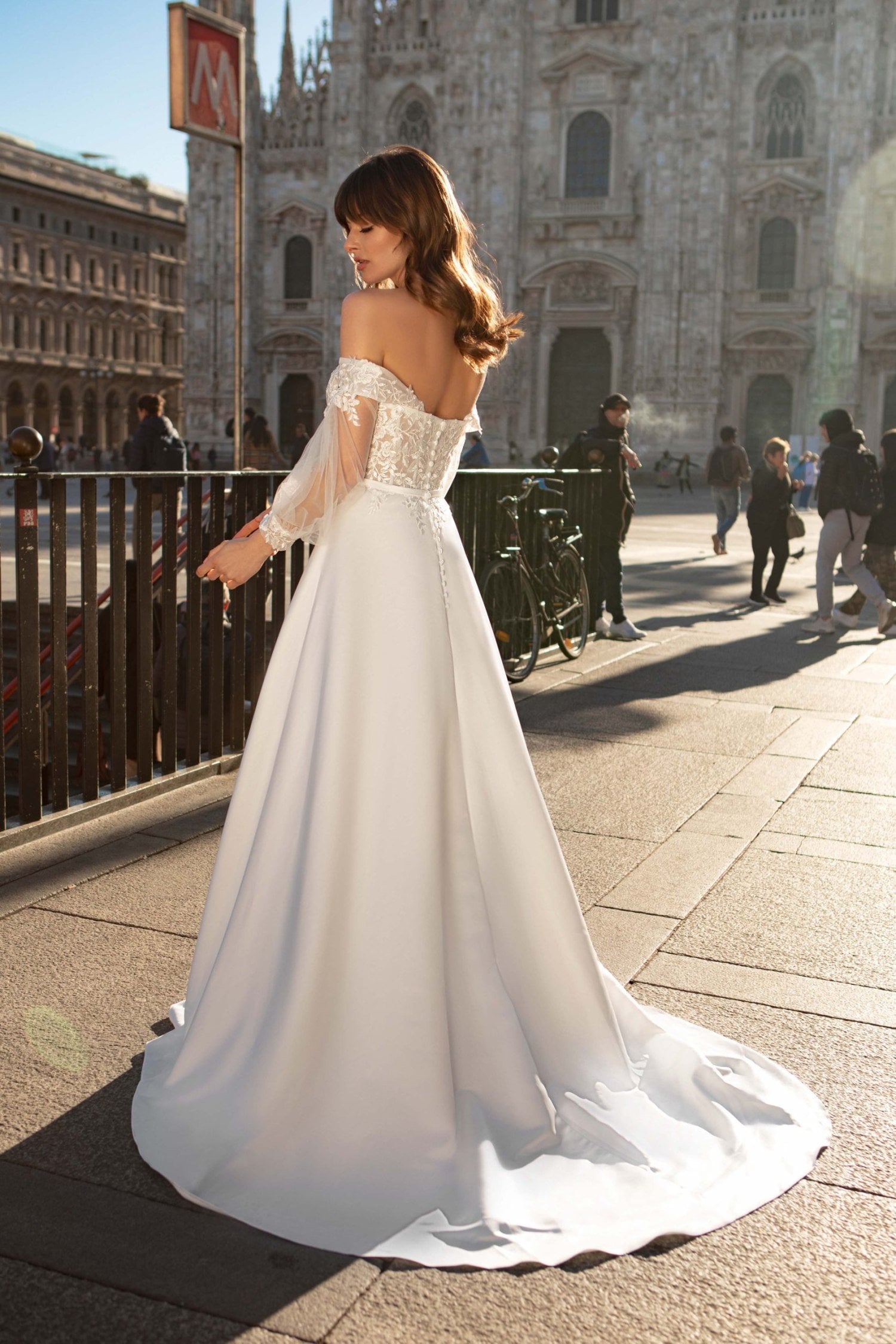 Φόρεμα Bridal Σατέν Με Μανίκια Λευκό - Begonia