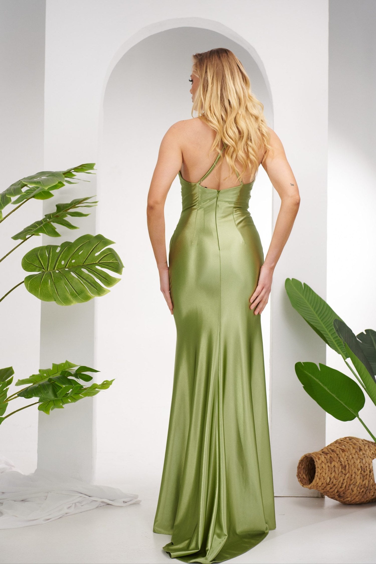 Γυναικείο Φόρεμα Maxi Γοργονέ Olive - Cyrine