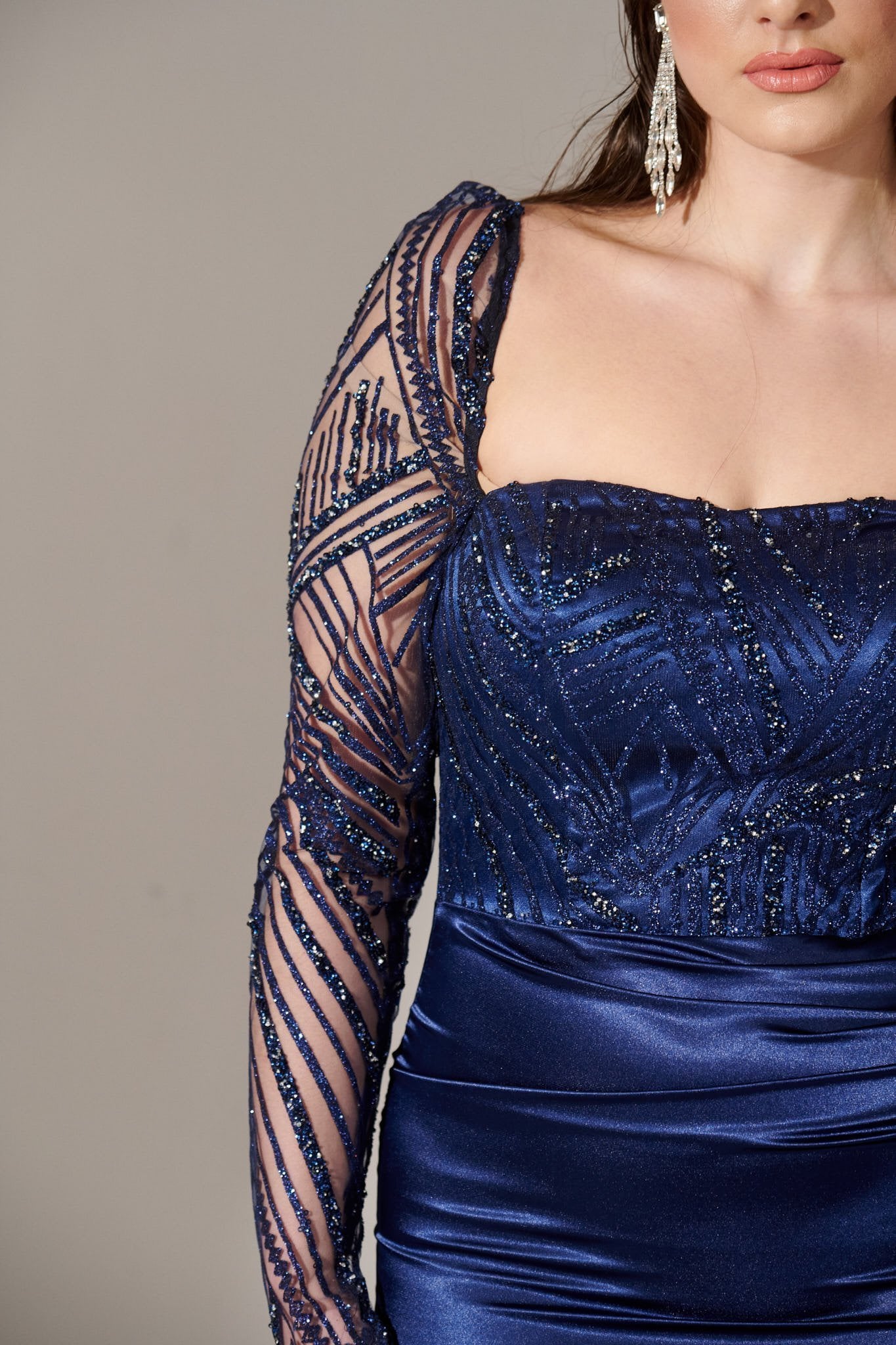 Γυναικείο Φόρεμα Maxi Με Αποσπώμενη Ουρά Navy Blue - Olimpia