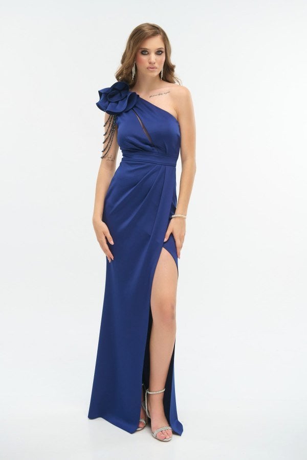 Γυναικείο Maxi Φόρεμα Κρέπ Navy Blue - Kenzi