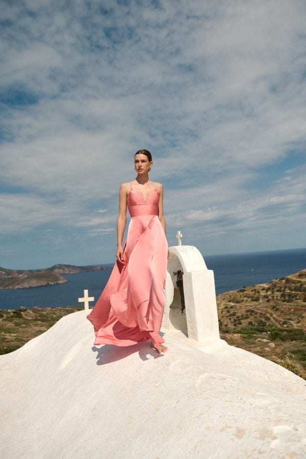 Φόρεμα Maxi Open-Back Old Pink - Kayma