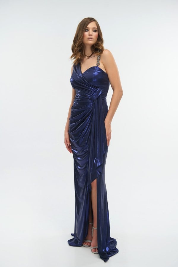 Γυναικείο Φόρεμα Μεταλλιζέ Navy Blue - Naomi