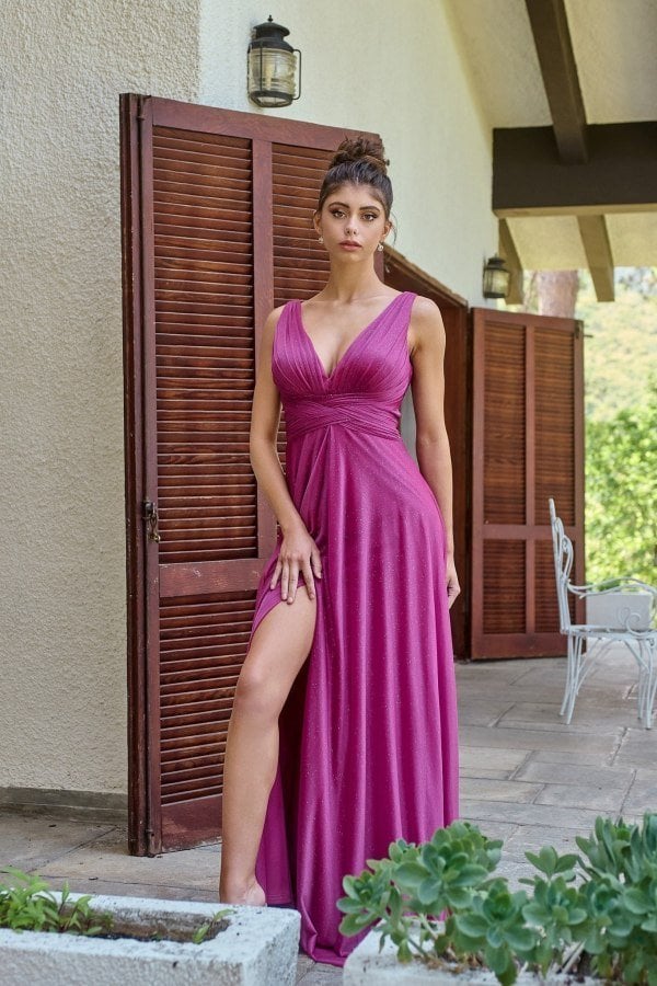 Φόρεμα Maxi Shiny Μουσελίνα Majenta- Armante