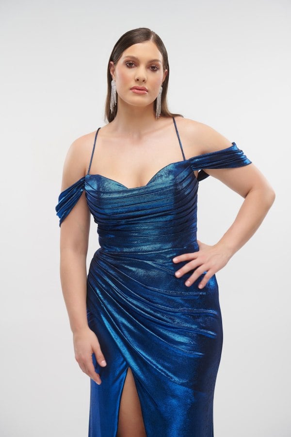 Φόρεμα Maxi Μεταλλιζέ Navy Blue - Jasmyne