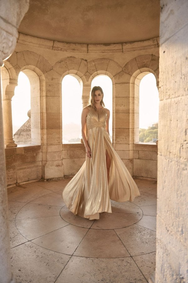 Φόρεμα Maxi Metallic Χρυσό - Katrina