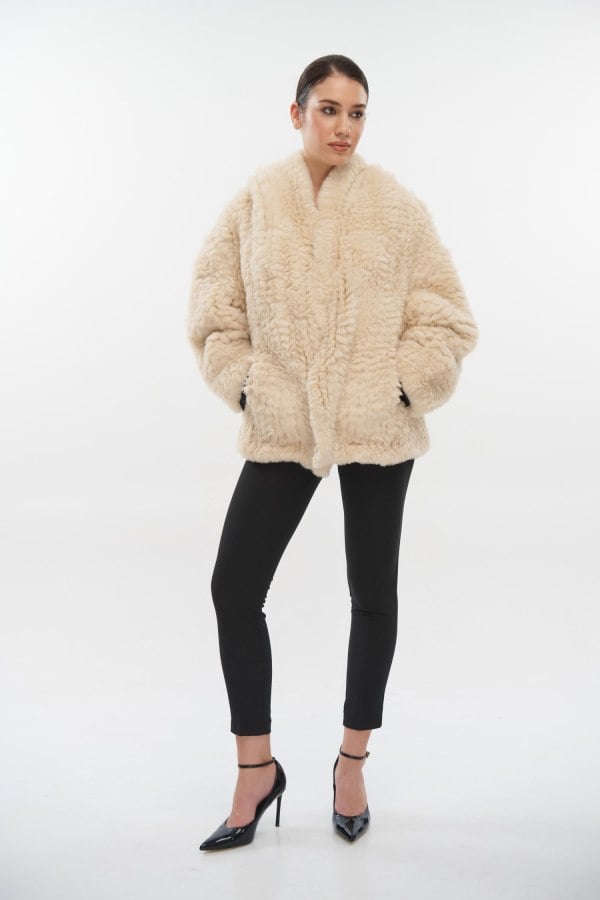 Γυναικείο Cozy Γουνάκι Με Κουκούλα Off White - Fenia