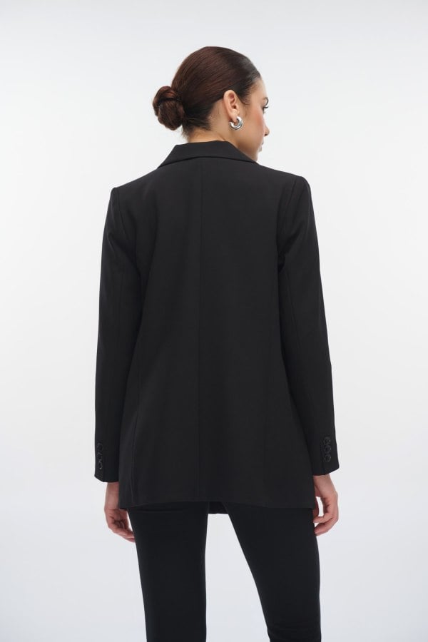 Γυναικείο Σακάκι Blazer Κρεπ Με Πέτο Μαύρο - Valarie