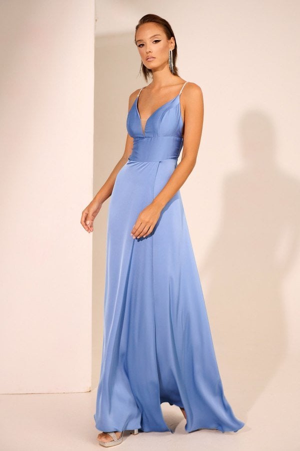 Φόρεμα Maxi Open-Back Light Blue - Kayma