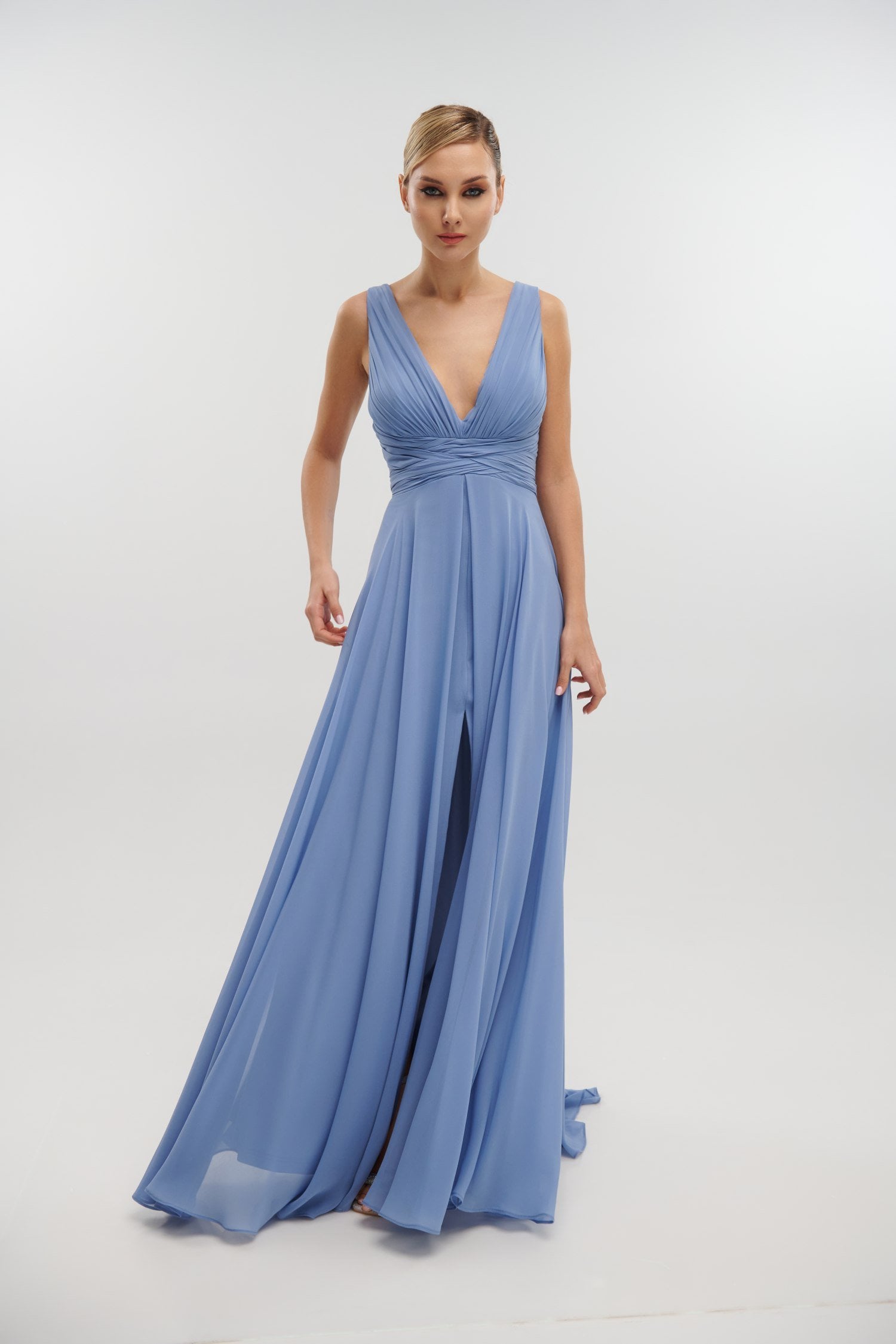Γυναικείο Φόρεμα Maxi από Μουσελίνα Indigo - Marilita