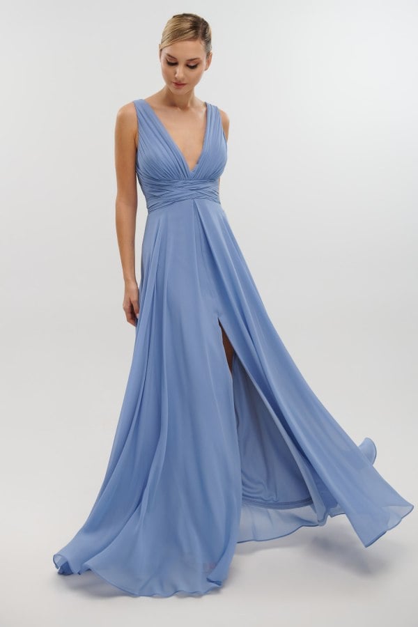 Γυναικείο Φόρεμα Maxi από Μουσελίνα Indigo - Marilita