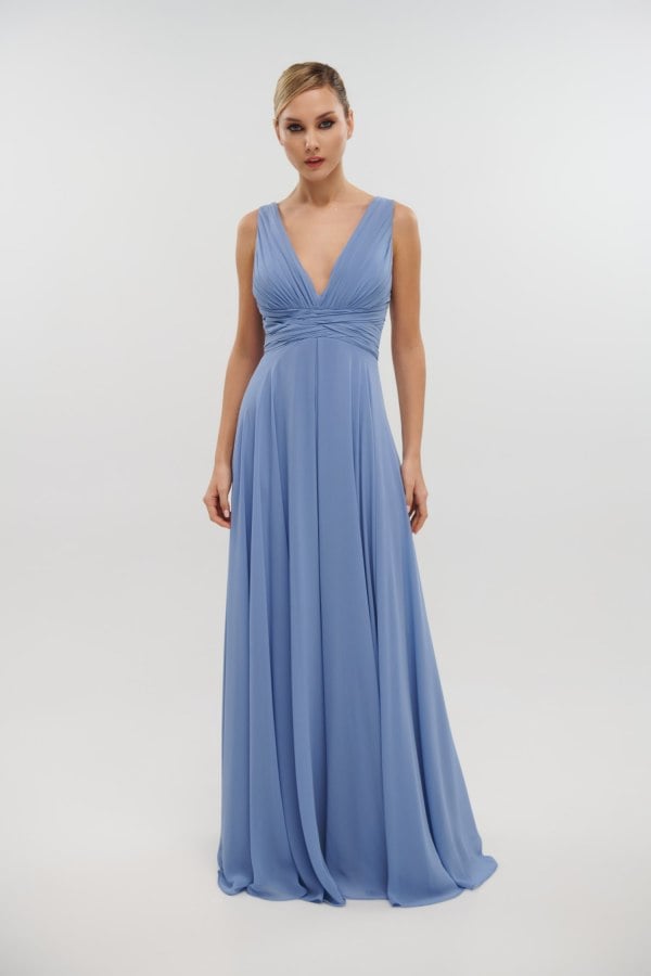 Γυναικείο Φόρεμα Maxi από Μουσελίνα Indigo - Marilita