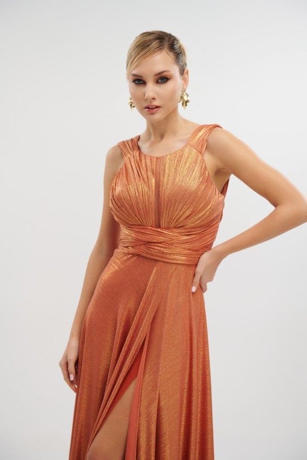 Φόρεμα Maxi Metallic Teracotta - Katrina