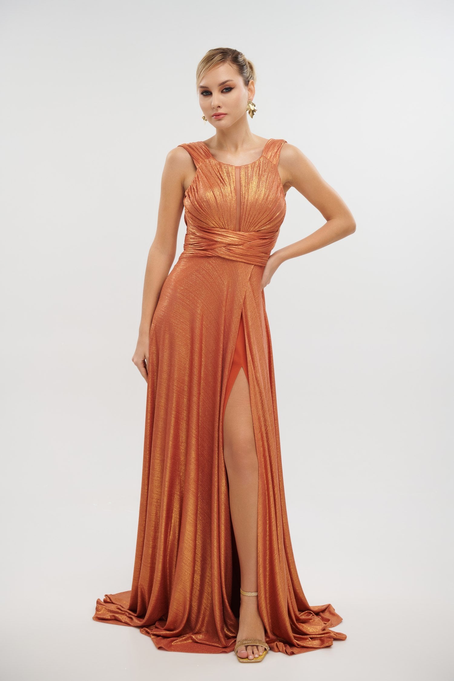 Φόρεμα Maxi Metallic Teracotta - Katrina