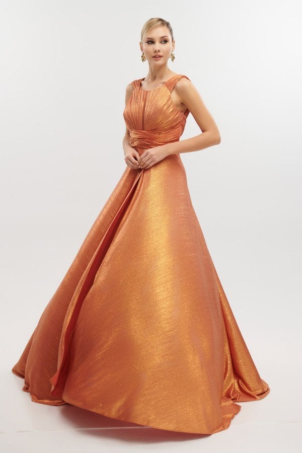 Φόρεμα Maxi Metallic Teracotta - Katrina