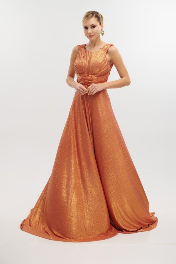 Φόρεμα Maxi Metallic Teracotta - Katrina
