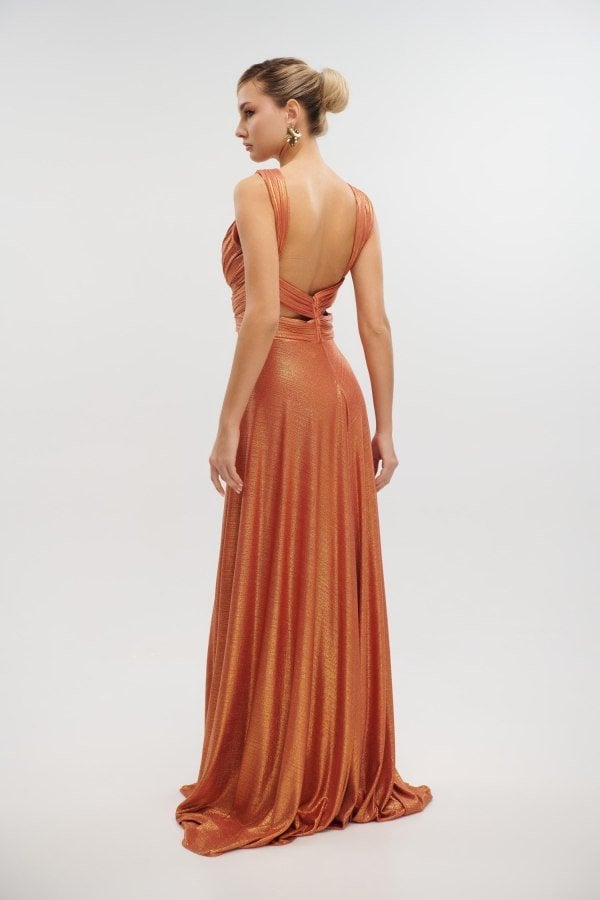 Φόρεμα Maxi Metallic Teracotta - Katrina