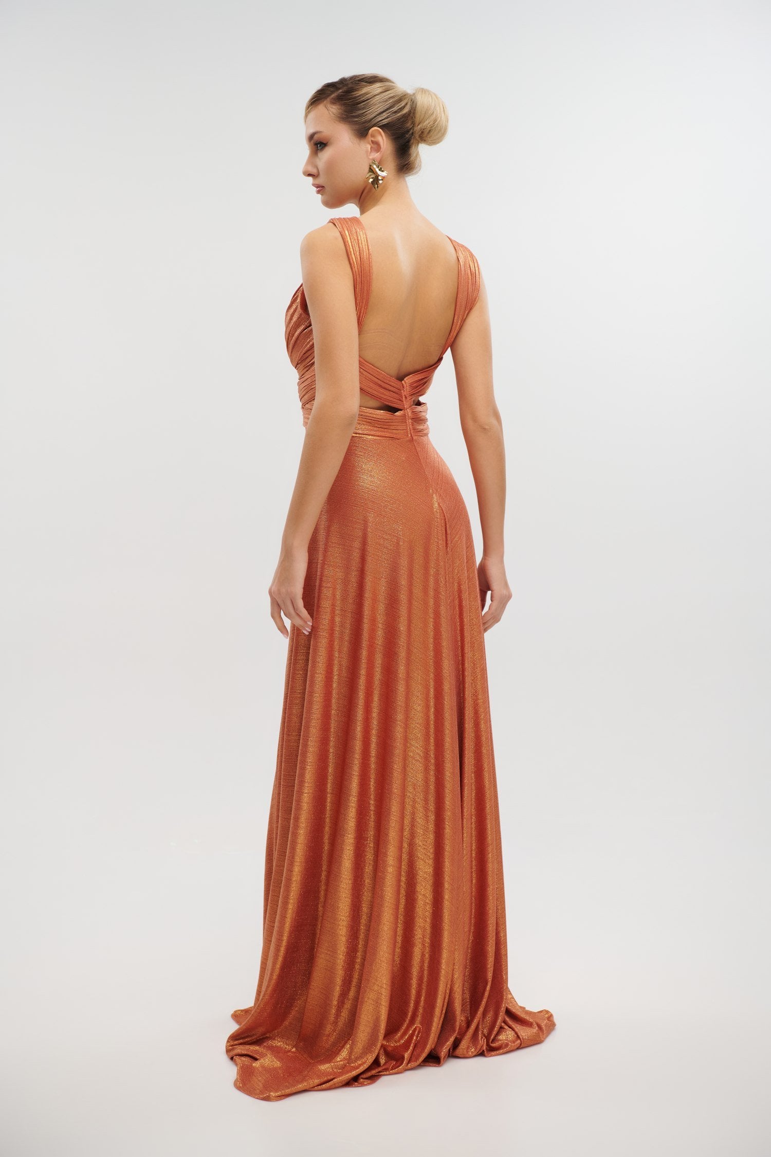 Φόρεμα Maxi Metallic Teracotta - Katrina