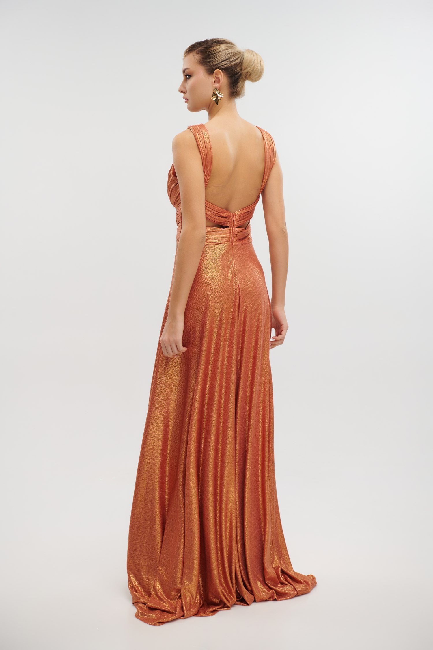 Φόρεμα Maxi Metallic Teracotta - Katrina