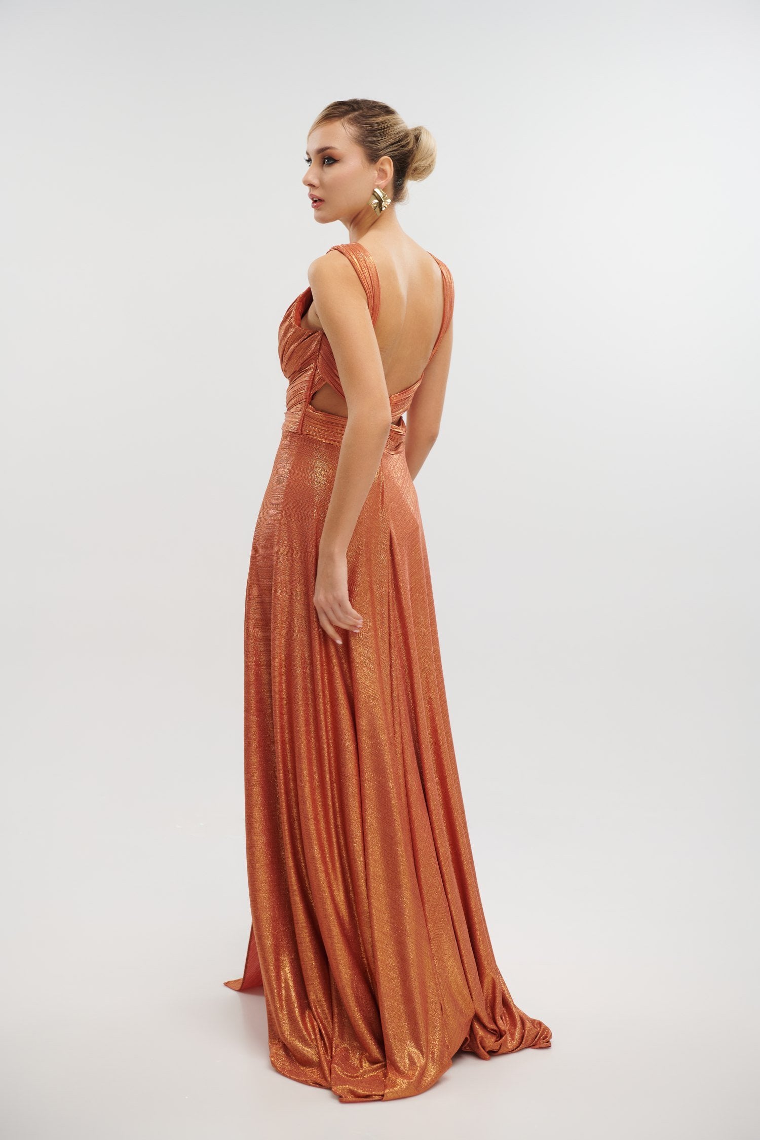 Φόρεμα Maxi Metallic Teracotta - Katrina