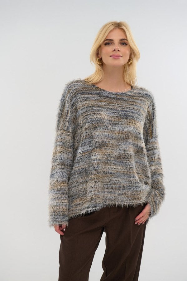 Cozy Μπλούζα Χνουδωτή Oversized Indigo - Marine