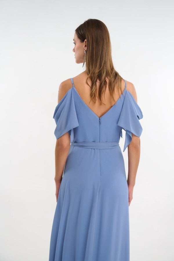 Γυναικείο Maxi Φόρεμα Μουσελίνας Light Blue - Ninon