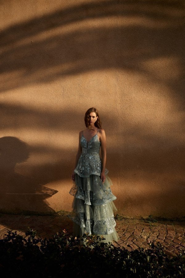 Τούλινο Φόρεμα Maxi Με Layers Glitter Και Παγιέτες Μέντα - Mazie
