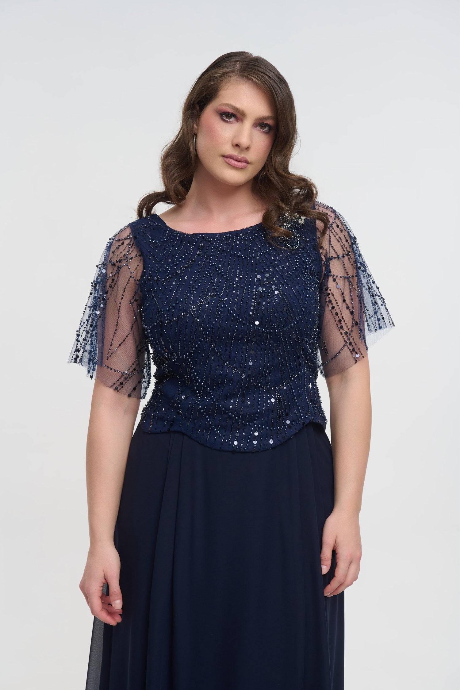 Glamorous Φόρεμα Μουσελίνας Maxi με Παγιέτες Navy Blue - Briar - Image 6
