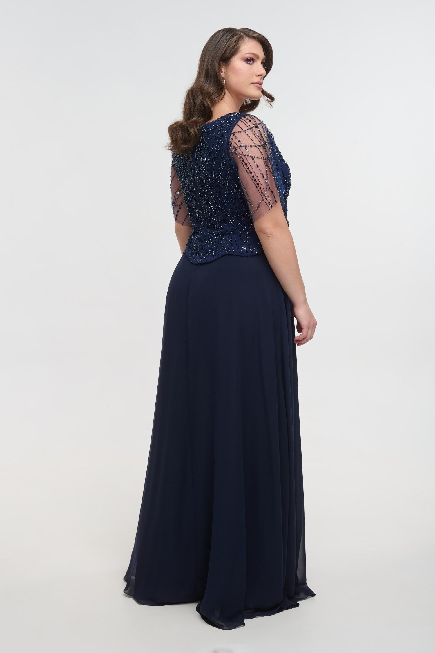 Glamorous Φόρεμα Μουσελίνας Maxi με Παγιέτες Navy Blue - Briar - Image 10