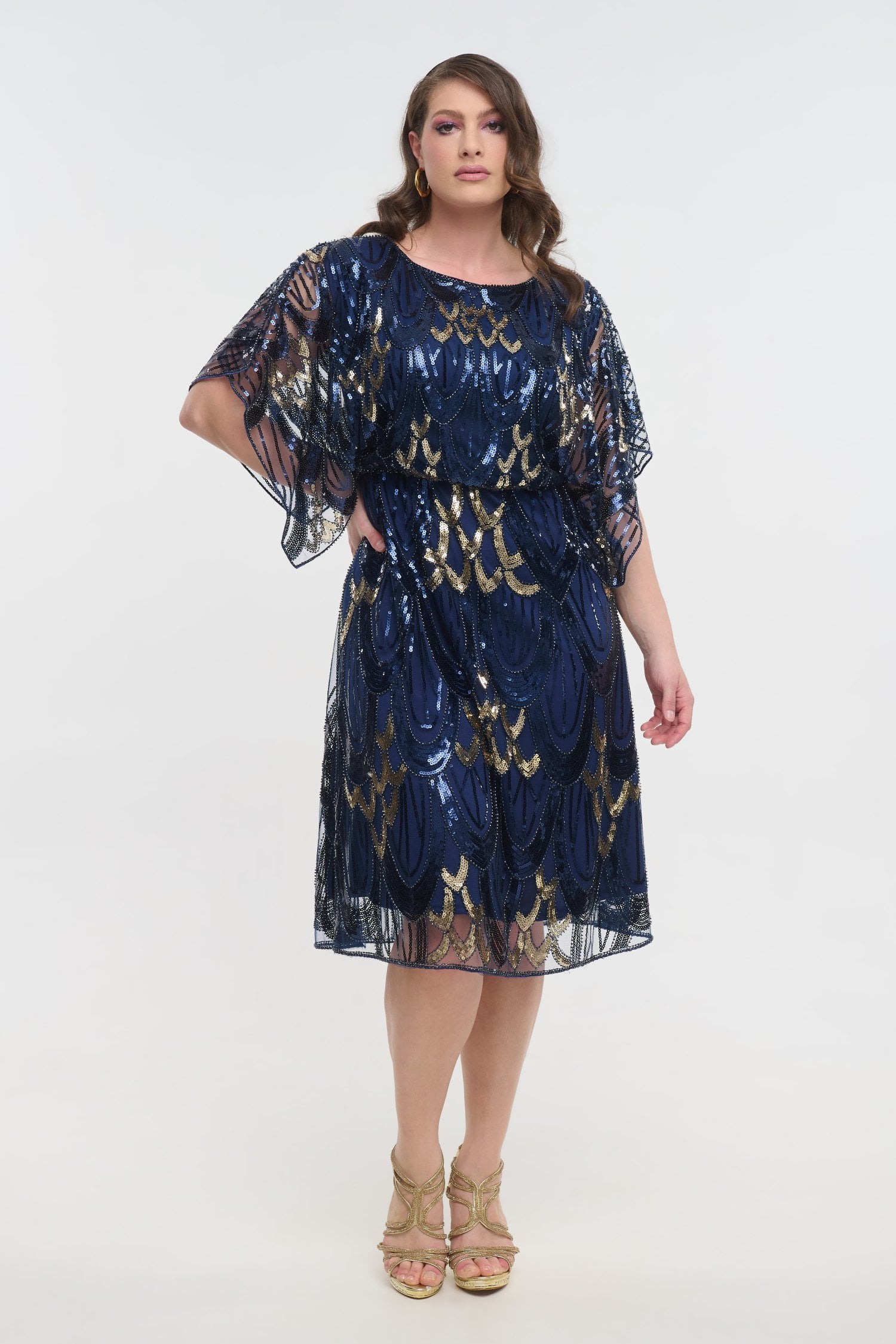 Τούλινο Midi Φόρεμα Art Deco με Παγιέτες Navy Blue- Ximena