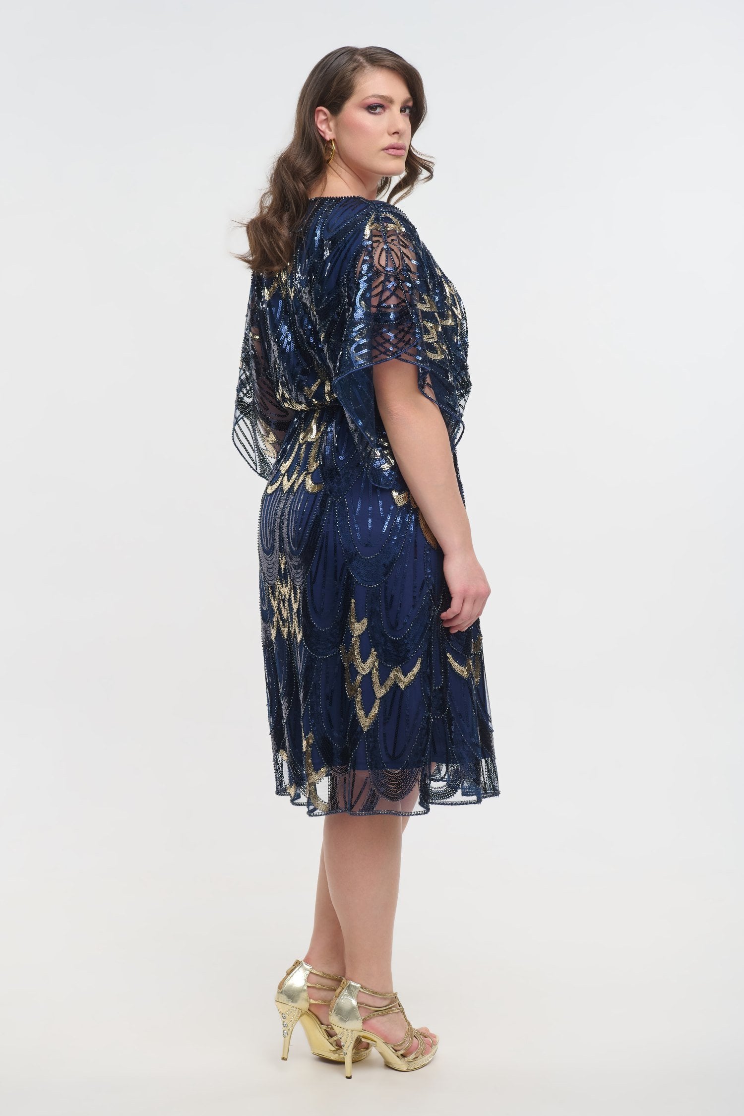 Τούλινο Midi Φόρεμα Art Deco με Παγιέτες Navy Blue- Ximena - Image 8