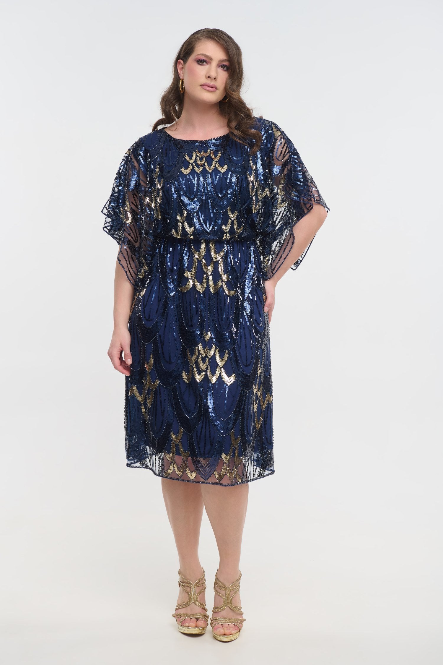 Τούλινο Midi Φόρεμα Art Deco με Παγιέτες Navy Blue- Ximena - Image 3