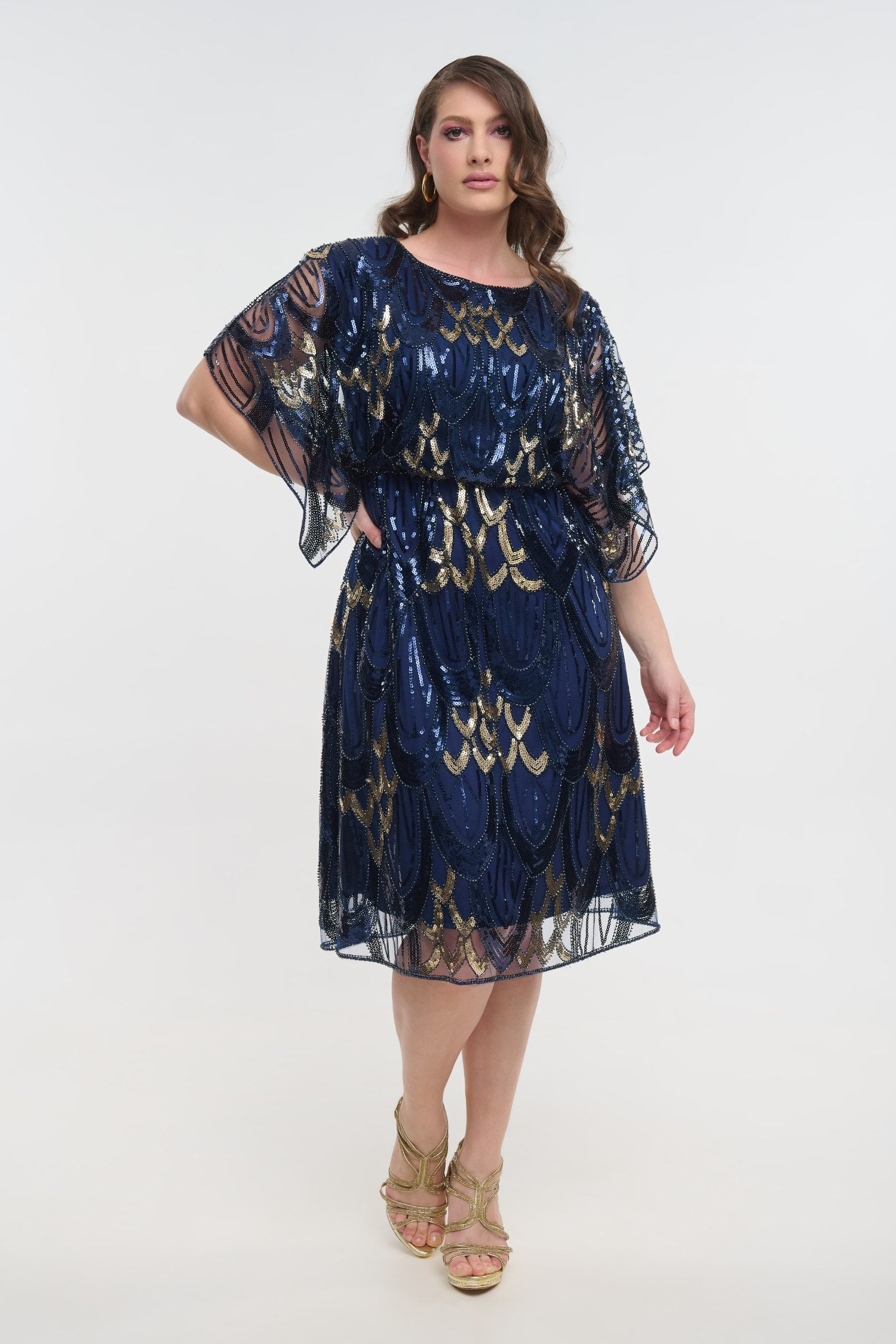 Τούλινο Midi Φόρεμα Art Deco με Παγιέτες Navy Blue- Ximena - Image 5