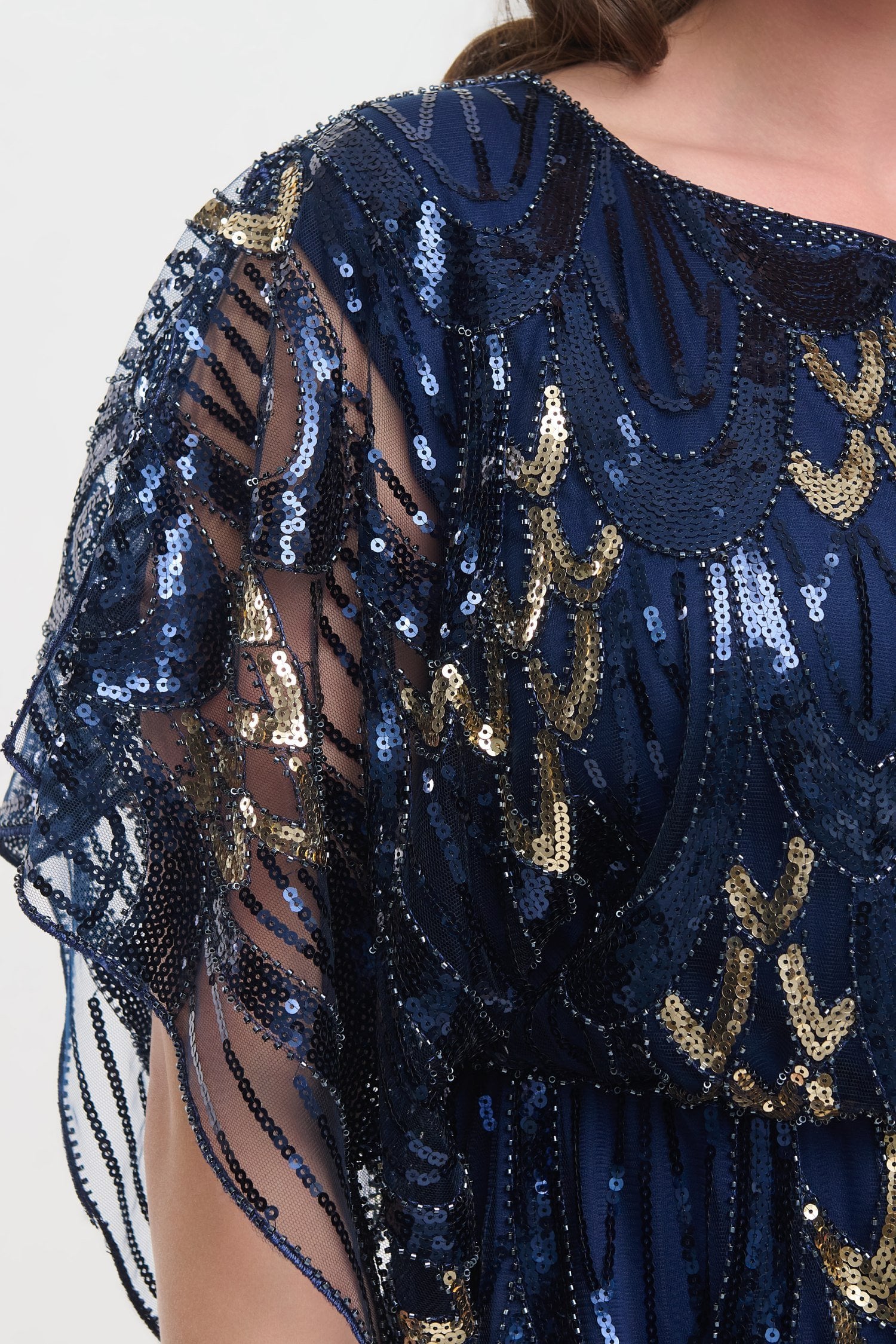 Τούλινο Midi Φόρεμα Art Deco με Παγιέτες Navy Blue- Ximena - Image 7