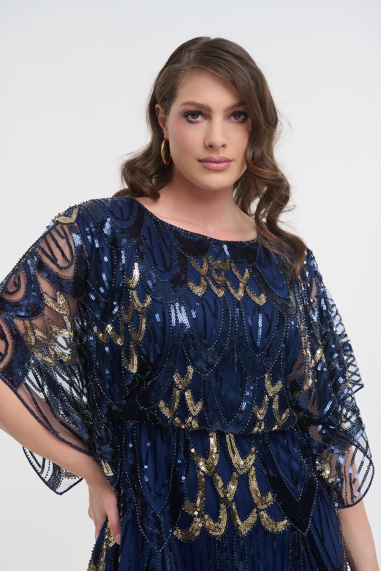 Τούλινο Midi Φόρεμα Art Deco με Παγιέτες Navy Blue- Ximena - Image 6