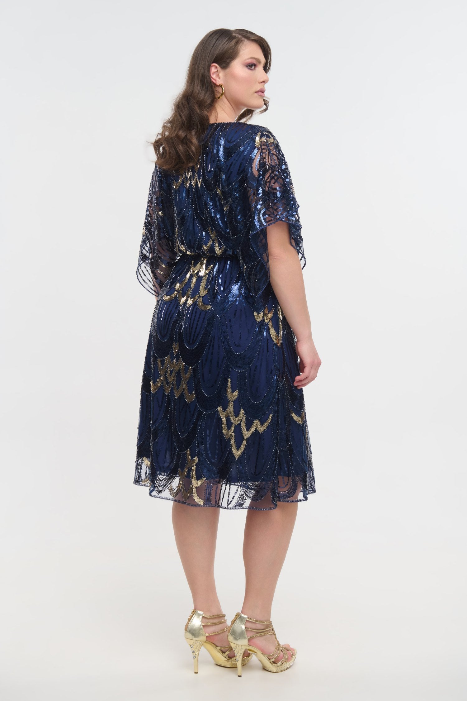 Τούλινο Midi Φόρεμα Art Deco με Παγιέτες Navy Blue- Ximena - Image 4